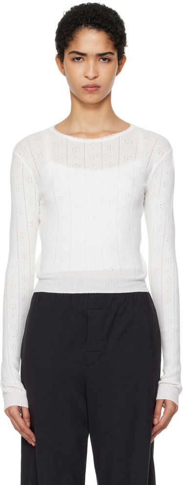 Sveter SKIMS SKIMS Pointelle Long Sleeve Top Biela | LS-LST-6484W, 0