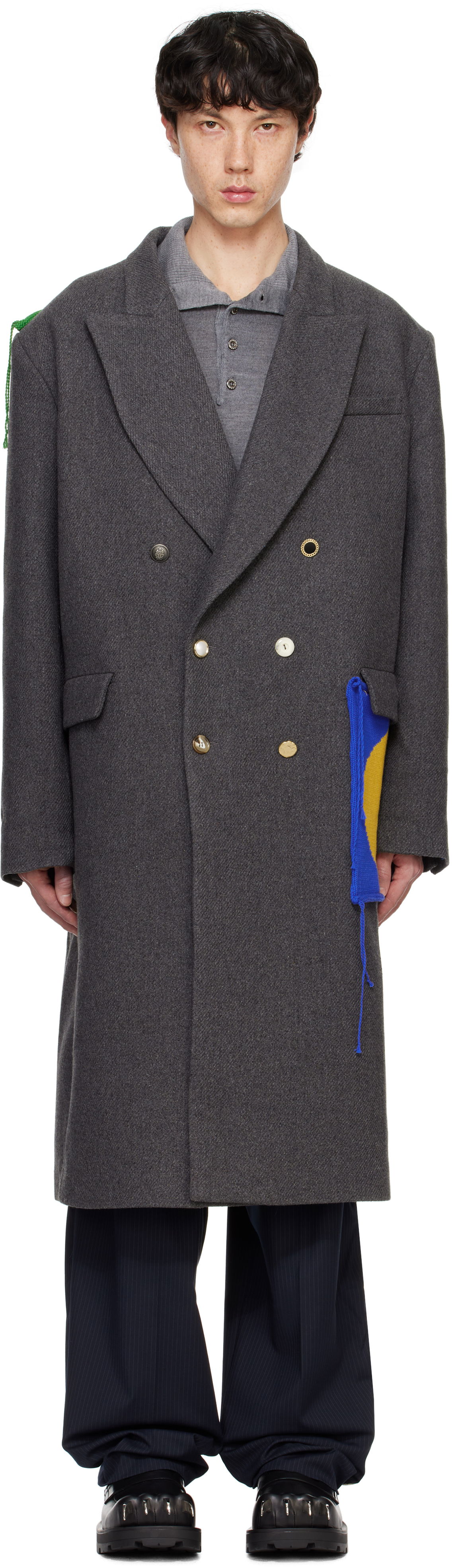 Trenčkot Charles Jeffrey Loverboy Oversized Double-Breasted Coat Šedá | 41010102, 0