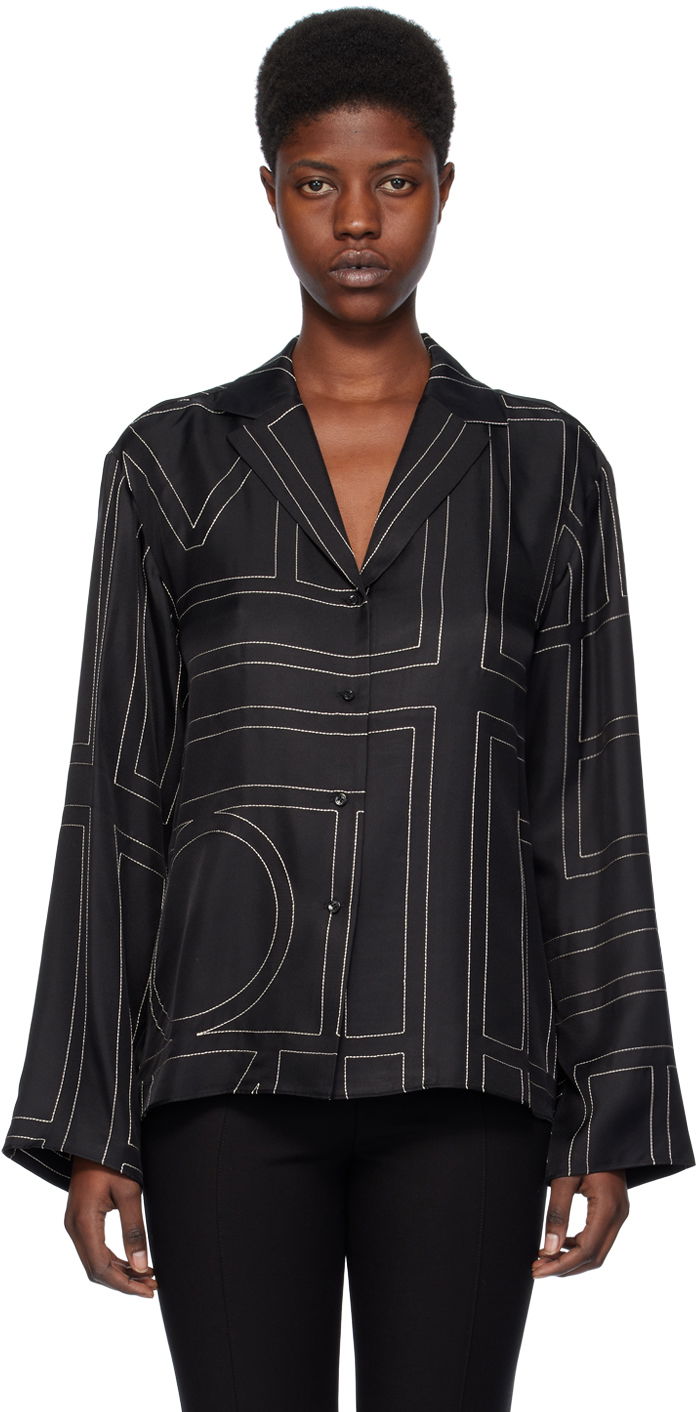 Košeľa TOTEME Monogram Satin Shirt Čierna | 213-755-707, 0