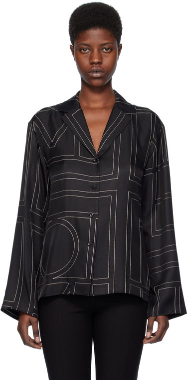 Košeľa TOTEME Monogram Satin Shirt Čierna | 213-755-707, 0