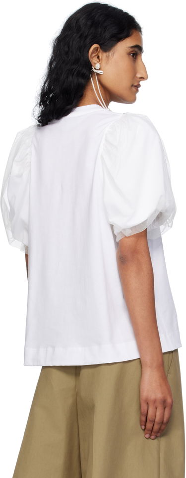 Tričko Simone Rocha Simone Rocha Embellished Tulle Overlay Puff Sleeve T-Shirt Čierna | 5397B 0553, 4