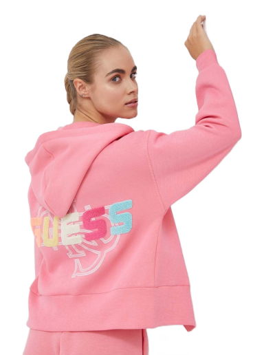 Mikina GUESS Logo Full-Zip Hoodie Ružová | V3GQ13.FL04P