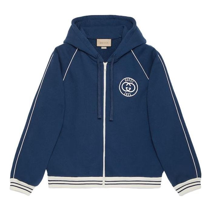 Mikina Gucci Jersey Sweatshirt With Patch Modrá | 756648-XJFV7-4030
