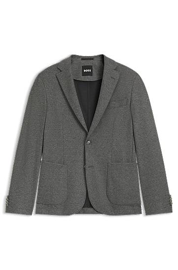 Bunda BOSS Slim-fit brushed stretch flannel blazer Šedá | 50551528, 0
