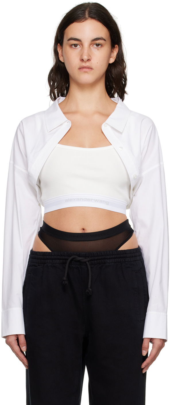 Košeľa Alexander Wang Alexander Wang Layered Cropped Shirt Biela | 4WC4231417, 0