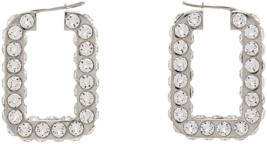 Náušnice Amina Muaddi Crystals Hoop Earrings Metalická | CHARLOTTE HOOP, 0