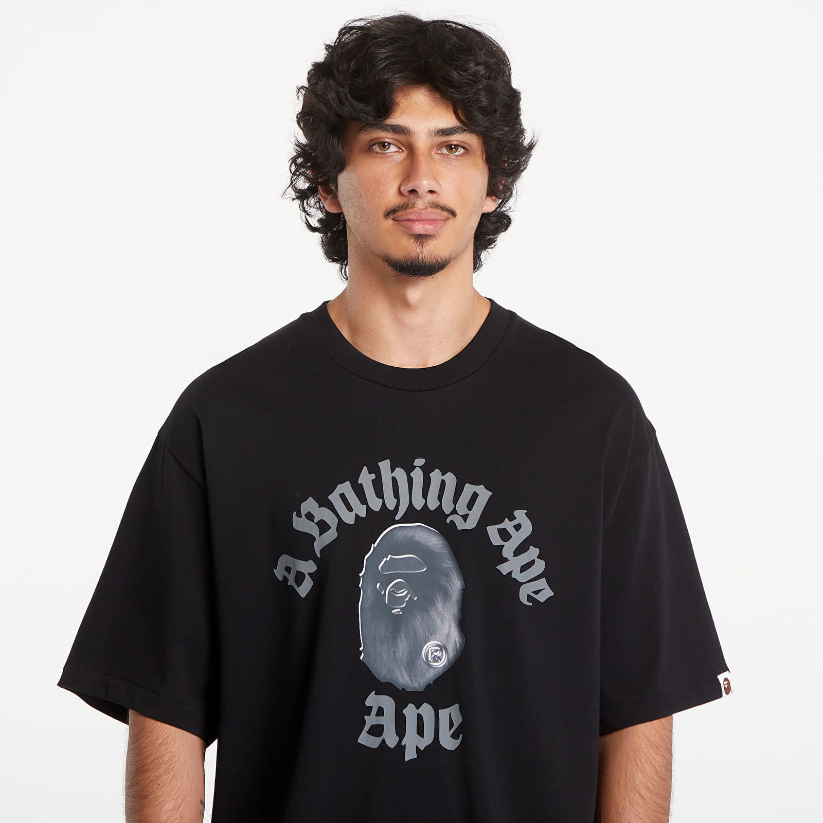 A BATHING APE Gothic College Relaxed Fit Short Sleeve Tee Black