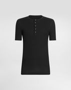 Ribbed Cotton Short-Sleeve Henley T-Shirt 50
