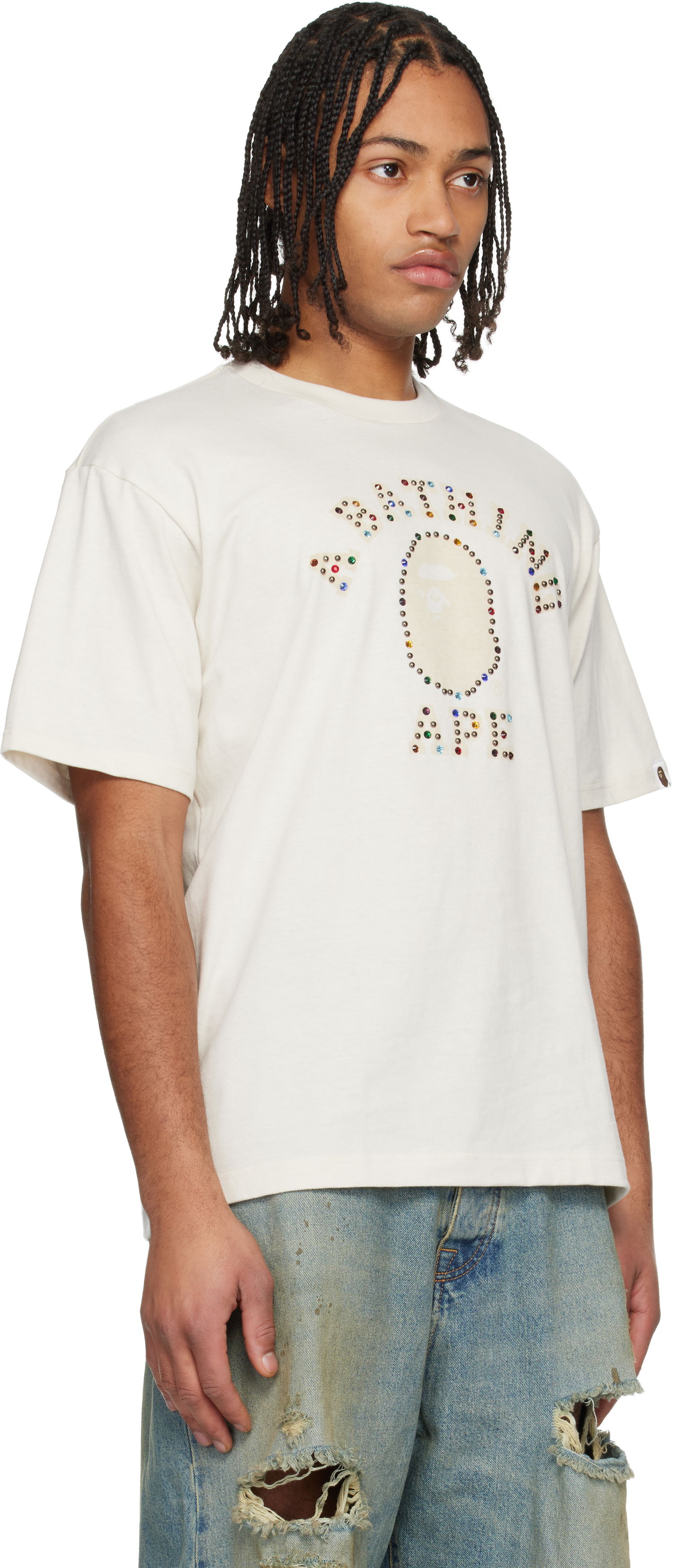 Tričko BAPE Stone College Relaxed Fit T-shirt Béžová | 001CSL801014M, 1