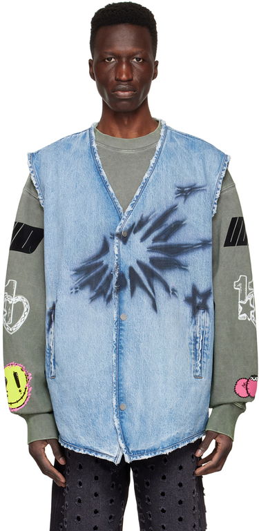 Vesta We11done We11done Sleeveless Denim Vest Modrá | WD-DV1-22-331-M-BL, 0