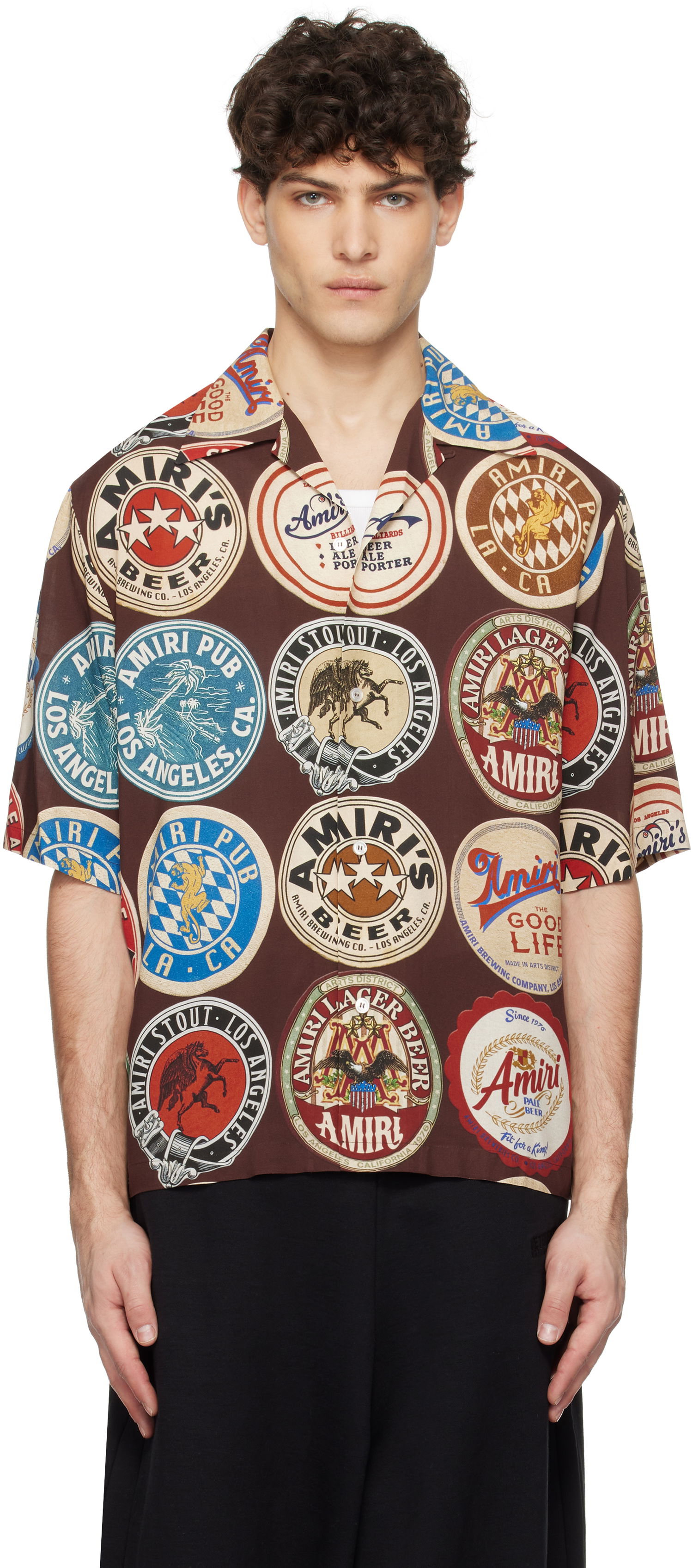 Košeľa AMIRI Amiri Coasters Bowling Shirt Hnedá | AMSTCA1086, 0