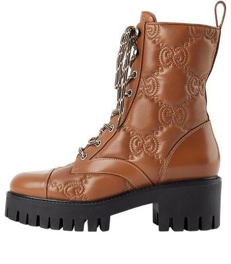 Tenisky a topánky Gucci Quilted Lace-Up Boots Hnedá | 718386-DS8U0-2741