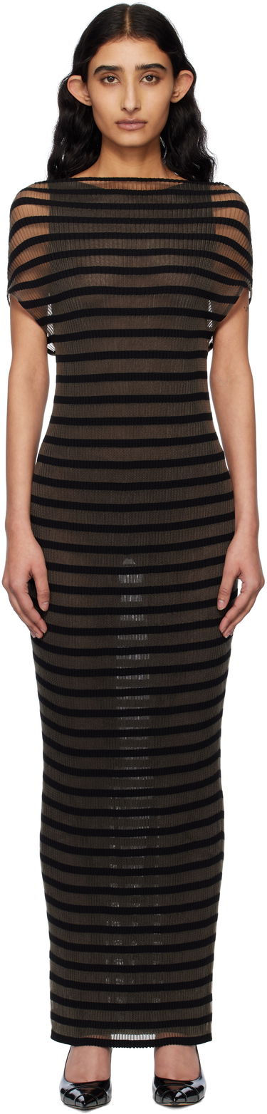 Šaty Jean Paul Gaultier Jean Paul Gaultier 'The Marinière' Striped Maxi Dress Hnedá | 25/34-F-RO400-M088-00, 0