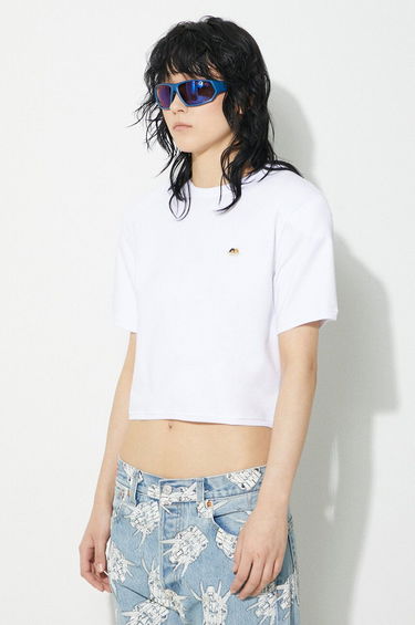 Crop Top Fiorucci Fiorucci Angel Patch Padded Cropped T-Shirt Biela | M01FPTSH095CJ03WH01, 3