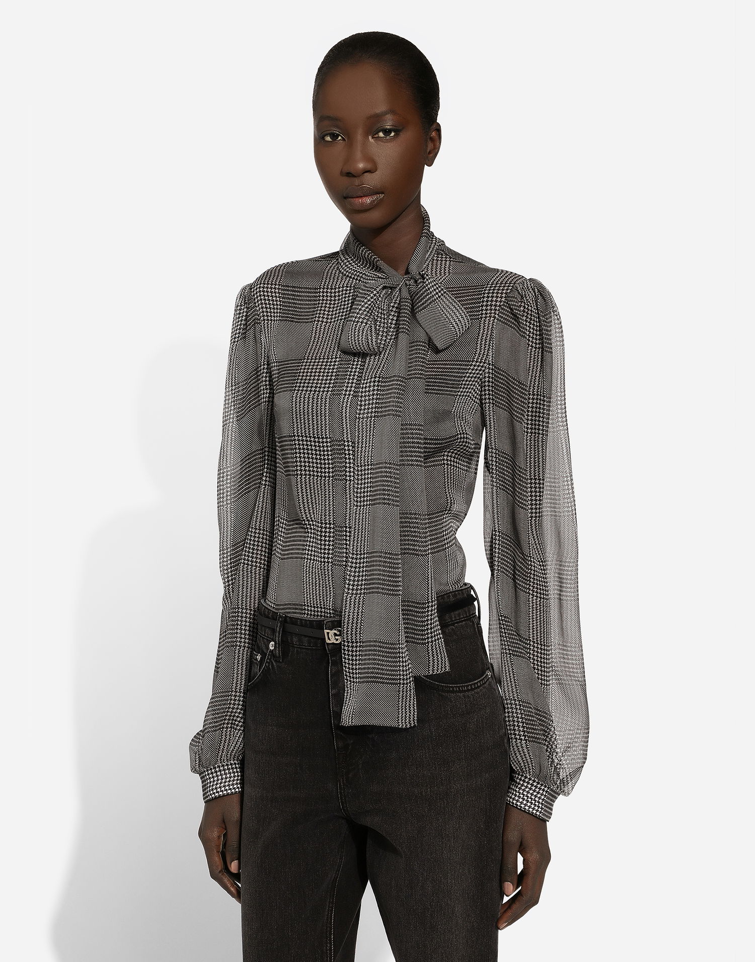 Košeľa Dolce & Gabbana Silk Chiffon Glen Plaid Print Shirt Rôznofarebný | F5S61TIS1WDHH5GW, 1