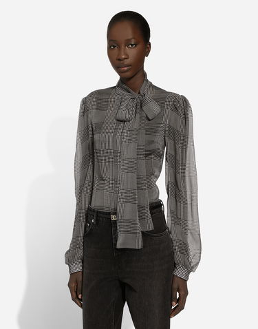 Košeľa Dolce & Gabbana Silk Chiffon Glen Plaid Print Shirt Rôznofarebný | F5S61TIS1WDHH5GW, 1