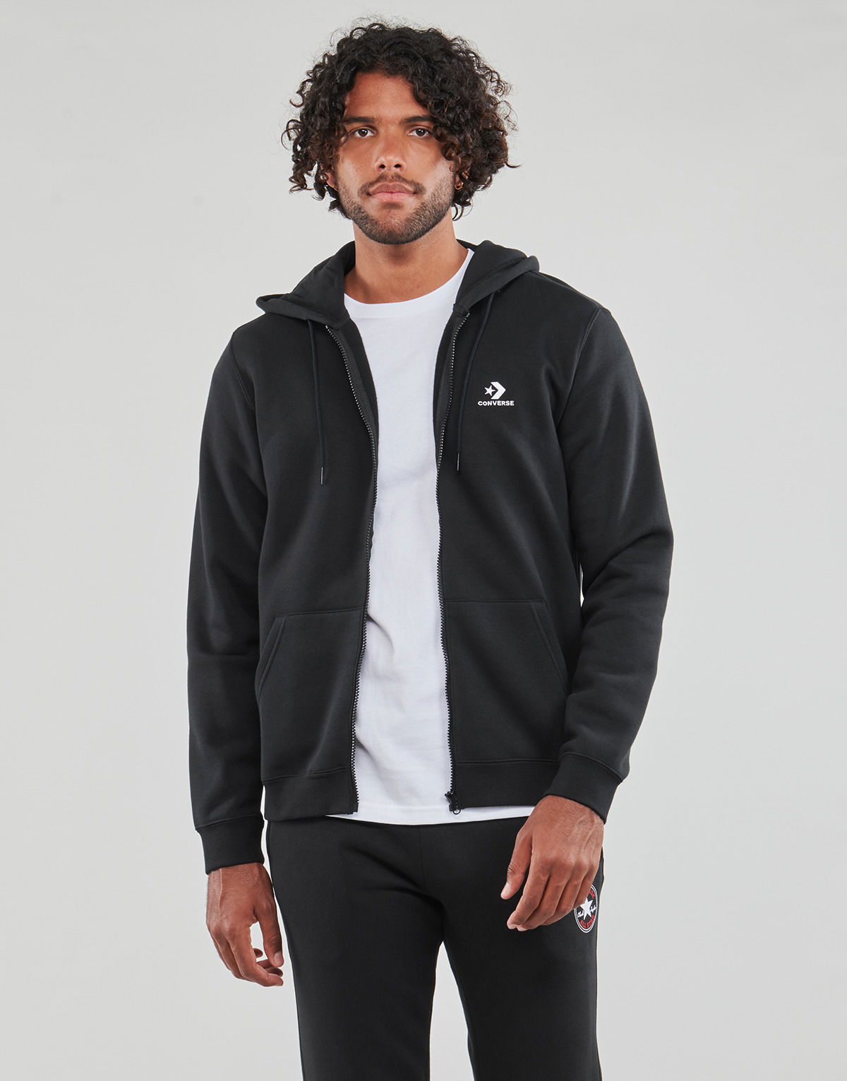 Mikina Converse GO-TO EMBROIDERED STAR CHEVRON FULL-ZIP HOODIE Čierna | 10024511-A01, 1