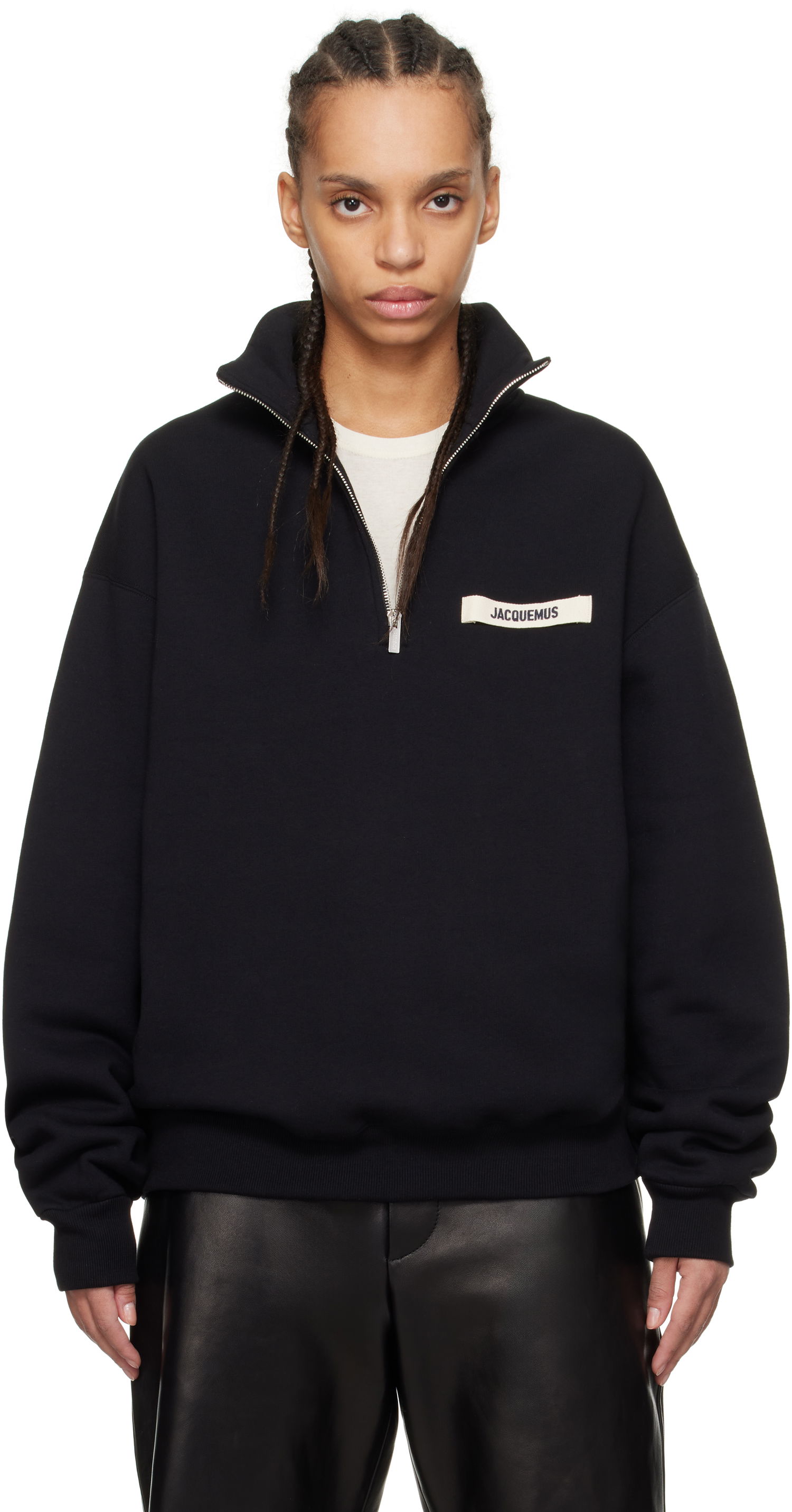 Mikina Jacquemus Jacquemus Gros Grain Zipped Rollneck Sweatshirt Čierna | 25E255JS283-2458, 0