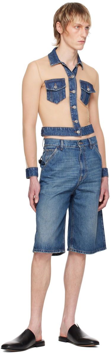 Crop Top Coperni Coperni Illusion Denim Shirt Béžová | COPT53569, 3