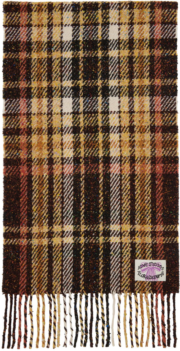 Šál Acne Studios Plaid Fringe Scarf Hnedá | CA0325-, 0