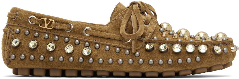 Tenisky a topánky Valentino Valentino Garavani Mixed Studs Boat Shoes Hnedá | 7W2S0MQ2REW