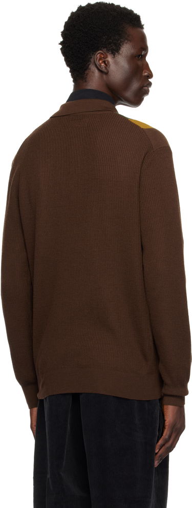 Sveter BEAMS BEAMS PLUS Knit Striped Polo Shirt Hnedá | 38120027156, 2