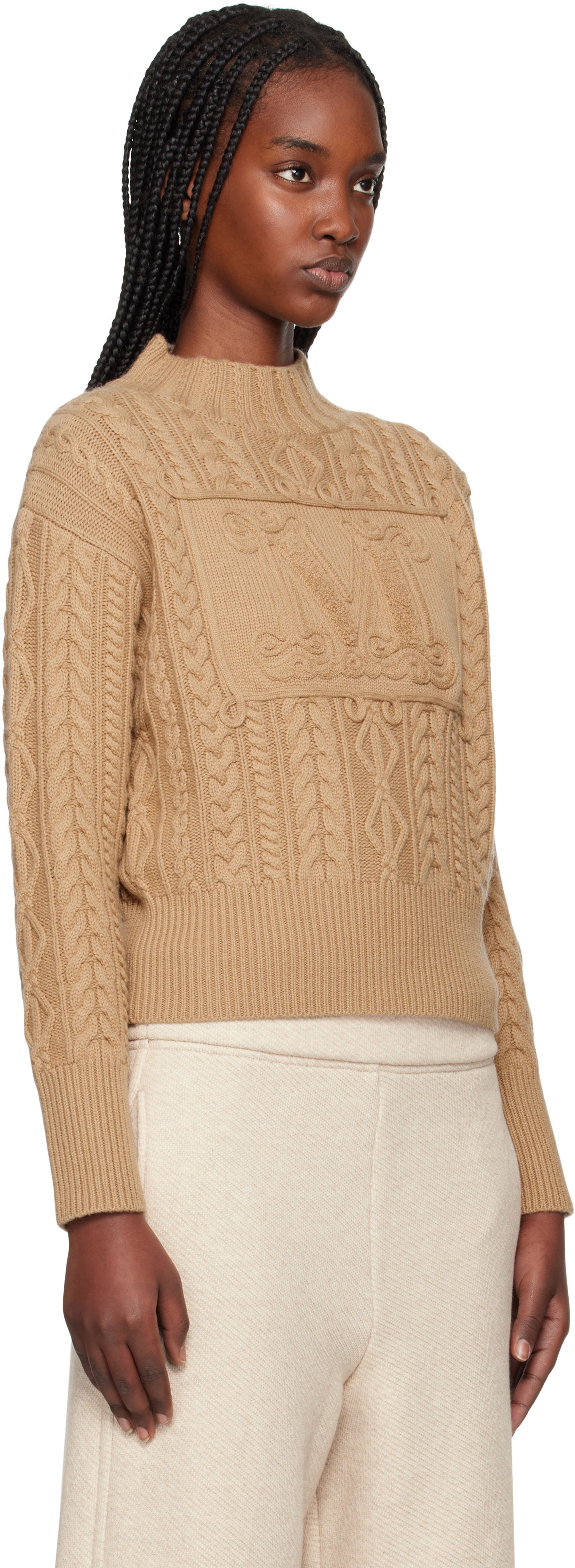 Sveter Max Mara Max Mara Miranda Cable Knit Sweater Hnedá | 2511361041600, 1
