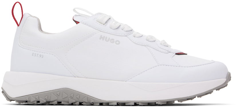 Oblečenie BOSS Hugo White Mixed Material Lace-Up Sneakers Biela | 50517265