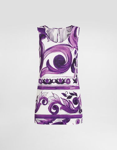 Tielko Dolce & Gabbana Dolce & Gabbana Majolica-Print Sleeveless Top Fialová | F7AV2TFS8C0IP3TN, 0