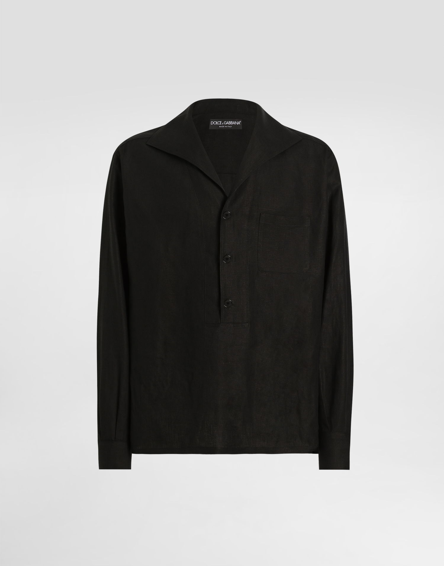 Košeľa Dolce & Gabbana Dolce & Gabbana Three-Button Linen Shirt Čierna | G5ND3TFU4JBN0000, 0