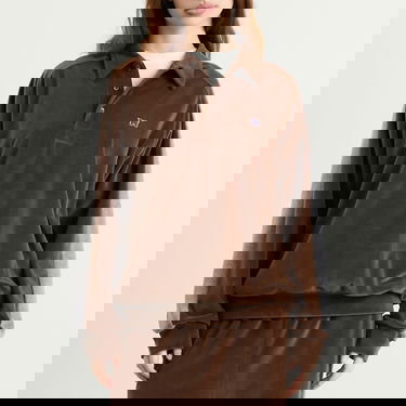 Polo tričko Needles Velour Long Sleeve Polo Pullover with Side Line, Size X-Small Hnedá | RW338-A, 2