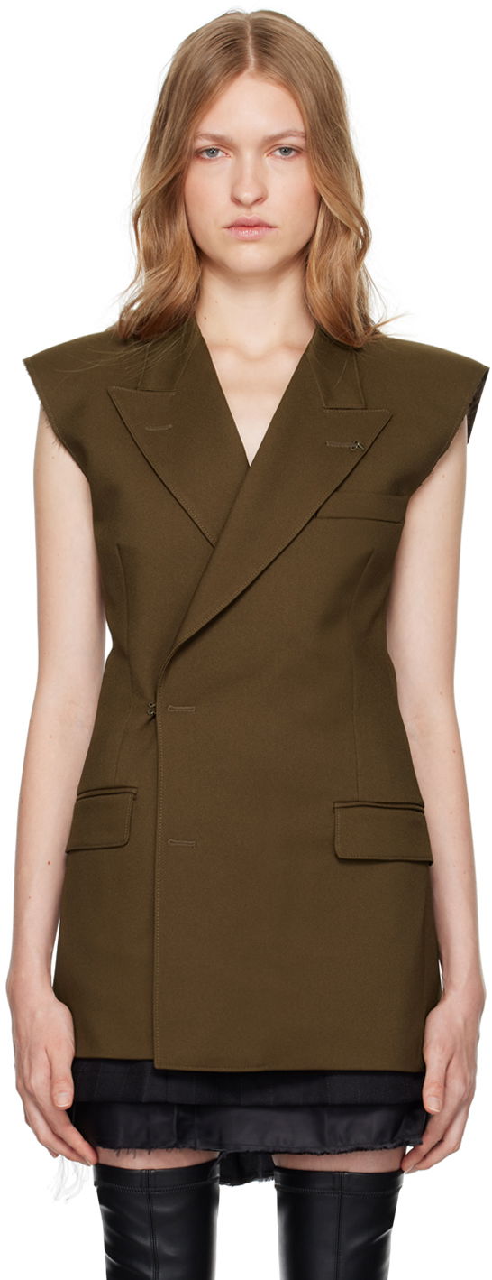 Bunda Maison Margiela Double-Breasted Twill Vest Zelené | S62FB0067 M35222, 0