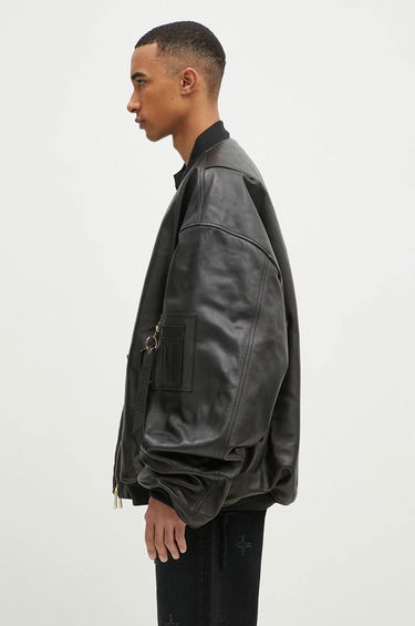 Bomber bunda VETEMENTS VETEMENTS Oversized Leather Bomber Jacket Čierna | UA66JA200B, 2