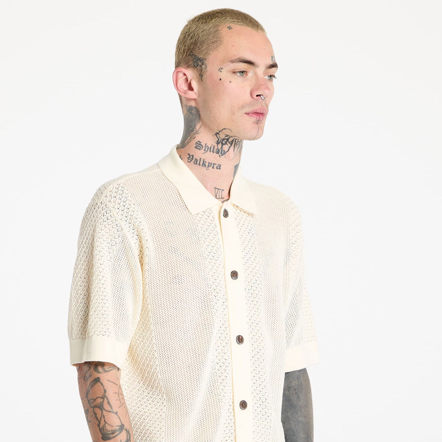 Sveter OBEY OBEY Evan Knitted Polo Shirt Biela | 151000103, 1