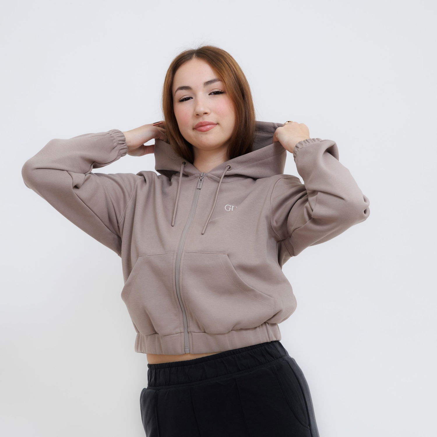 Mikina GUESS Guess Roberta Full Zip Cropped Hoodie Hnedá | V5RQ20KC3D2-A120, 0
