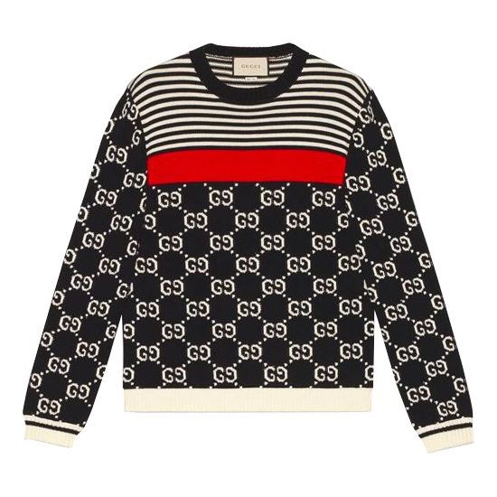 Sveter Gucci Logo Striped Knit Sweater Rôznofarebný | 496458-X9I07-4696