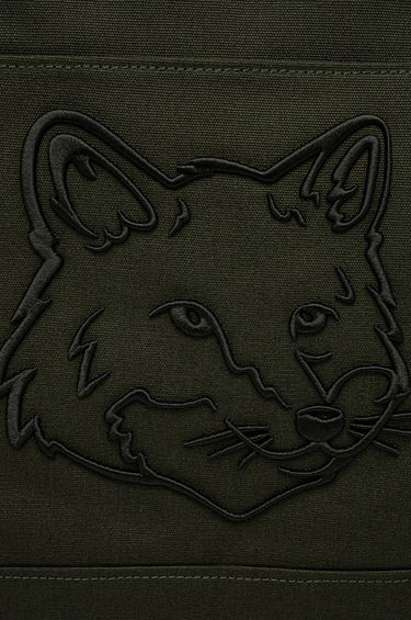 Tote bag MAISON KITSUNÉ Fox Head XL Tote Bag Green Zelené | LW05105WW0107, 3