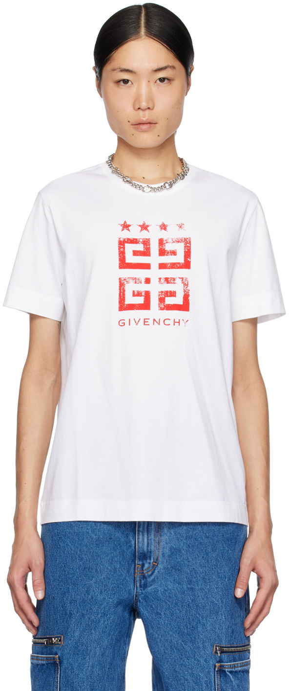 Tričko Givenchy 4G Stars T-Shirt Biela | BM716G3YEL112, 0