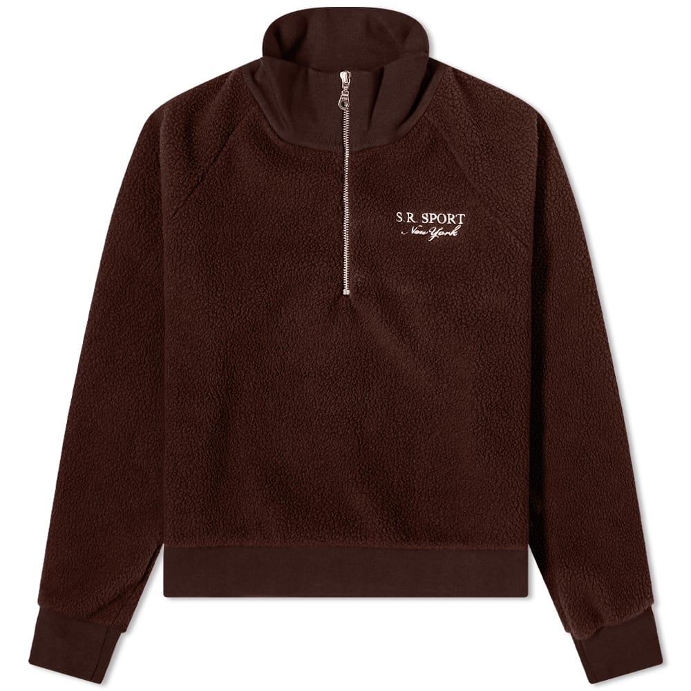 Mikina Sporty & Rich Sport Sherpa Quarter Zip Hnedá | QZ662CH, 0
