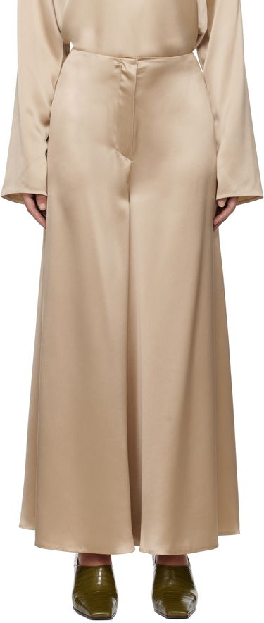 Nohavice Nanushka Nanushka Zaniah Satin Wide-Leg Trousers Béžová | NW25RSPA02872, 0