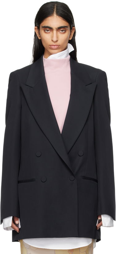 Bunda Dries Van Noten Dries Van Noten Double-Breasted Wool Blazer Navy | 242-010406-9146, 0