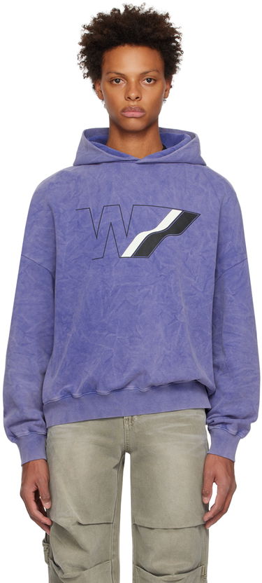 Mikina We11done Wave Line Graphic Print Hoodie Fialová | WD-TH3-22-708-U-NV, 0