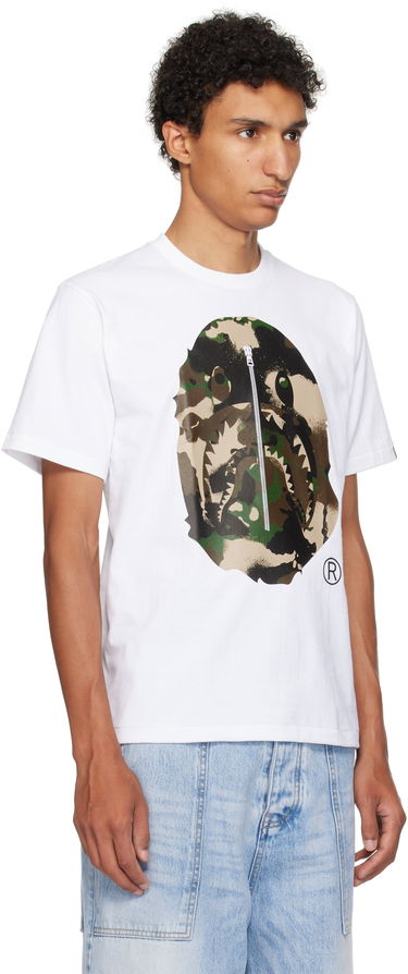 Tričko BAPE A Bathing Ape Map Camo Ape Head Shark T-Shirt Biela | 001TEL301023M, 1
