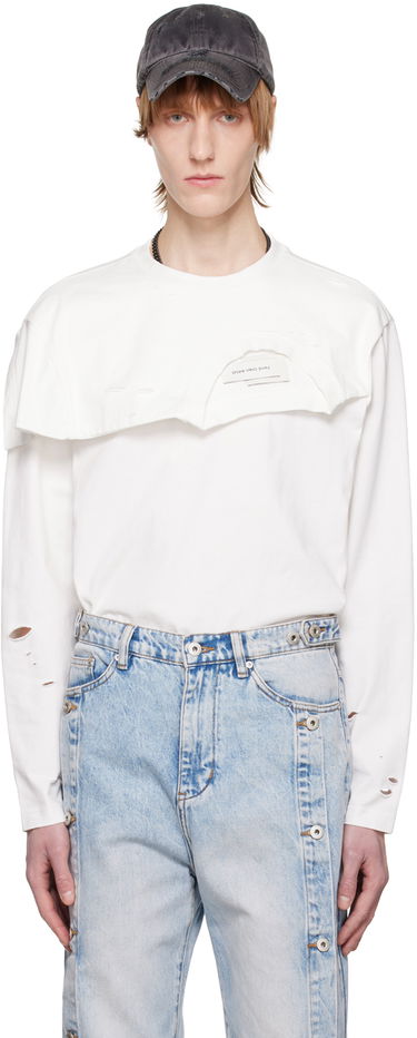 Tričko Feng Chen Wang Feng Chen Wang Distressed Long Sleeve T-Shirt Biela | FMS15LS01, 0