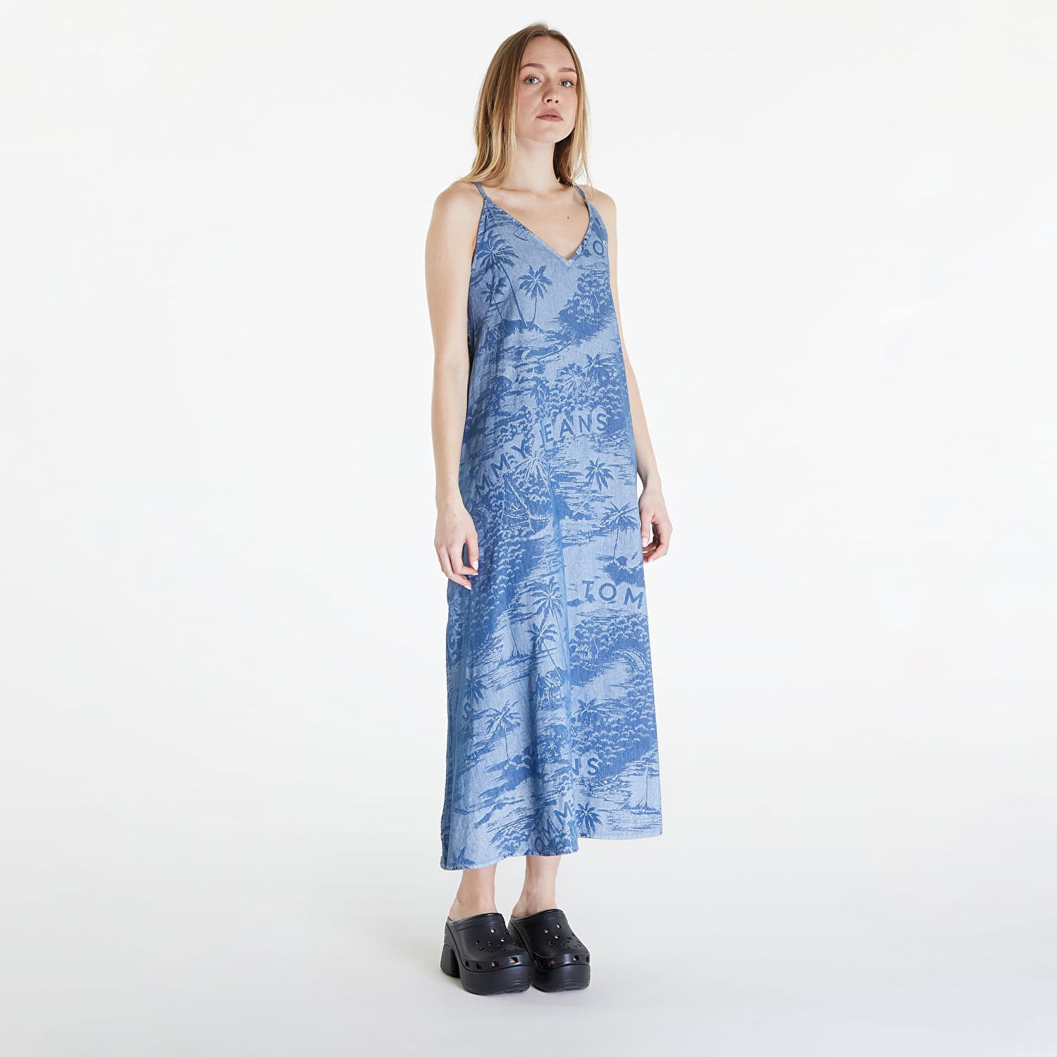 Šaty Tommy Hilfiger Chambray Sleeveless Maxi Dress Hawaiian Denim Laser Modrá | DW0DW17950 0GY, 0