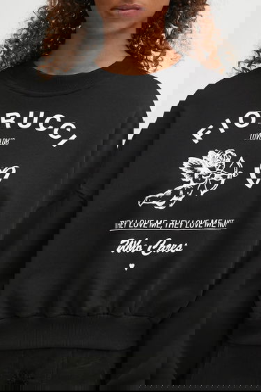 Mikina Fiorucci Fiorucci Cupid Love Club Print Cropped Sweatshirt Čierna | W02FPSCR269CJ05BK01, 3