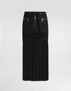 Dolce & Gabbana Twill Midi Skirt with Chiffon