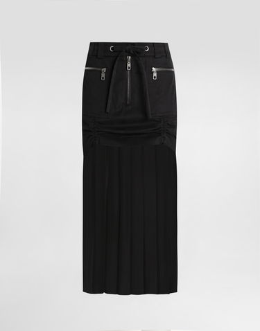 Sukňa Dolce & Gabbana Dolce & Gabbana Twill Midi Skirt with Chiffon Čierna | F4DAOTGDDHVN0000, 0