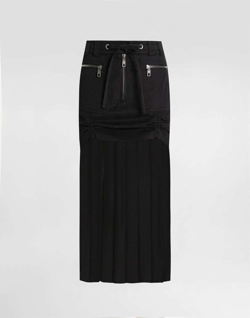 Sukňa Dolce & Gabbana Dolce & Gabbana Twill Midi Skirt with Chiffon Čierna | F4DAOTGDDHVN0000