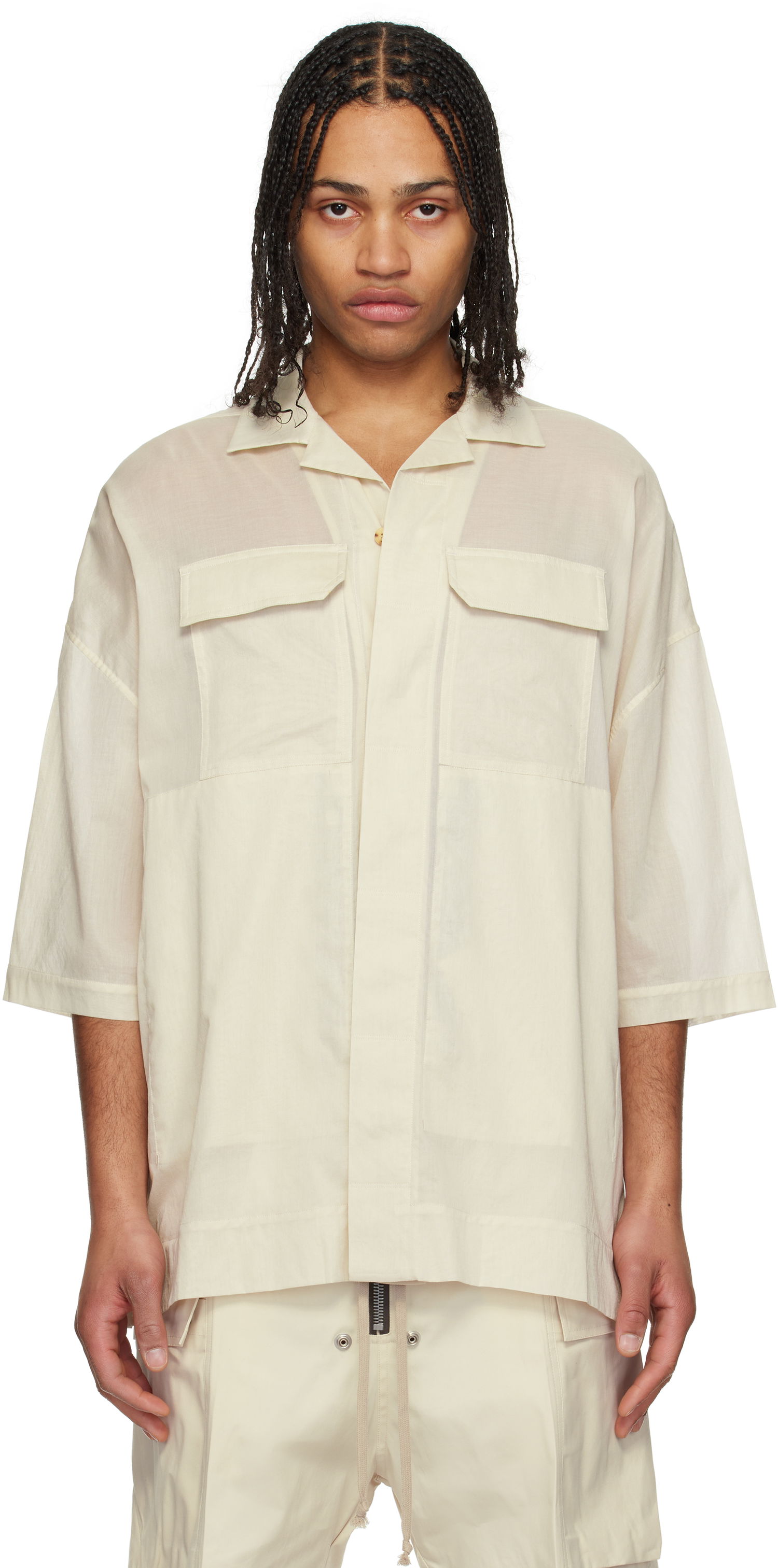 Košeľa Rick Owens Rick Owens Hollywood Magnum Tommy Shirt Béžová | RU01E5298 CV, 0